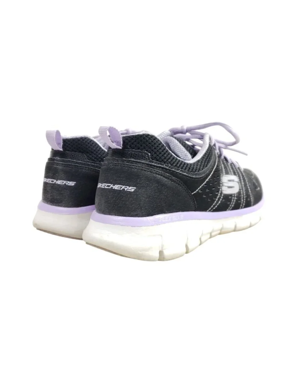 Skechers Womens Flex Sole Athletic Sneakers Black & Lavender US 8.5 Lightweight